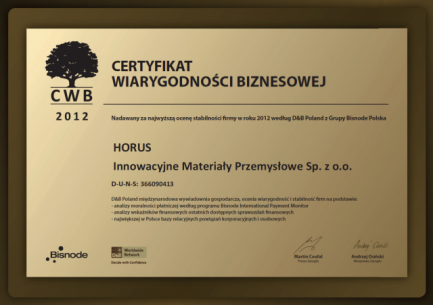 Certyfikat Wiarygodności Biznesowej 2012