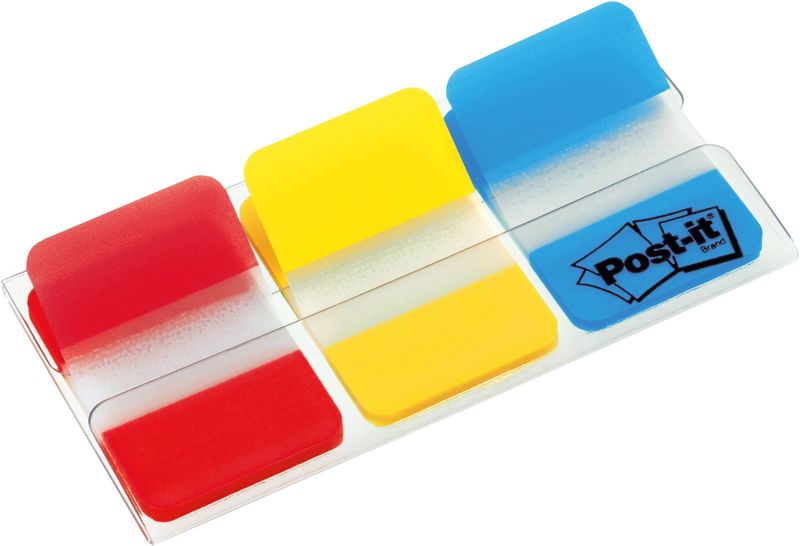 Post-it® Zakładki Strong do archiwizacji, średnie, czerwony, żółty, niebieski, 3 x 22 arkusze