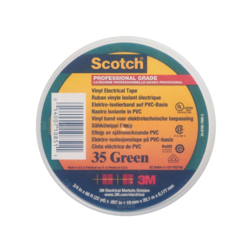 Scotch® 35 Taśma elektroizolacyjna PCW, zielona, 19 mm x 20 m