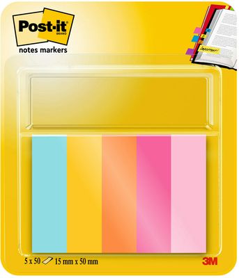Znaczniki Stron Post-it®, Kolekcja Kolorów Beachside, 15 mm x 50 mm, 50 Arkuszy/Bloczek, 5 Bloczków/Opakowanie