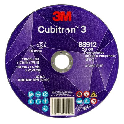 Tarcza 3M™ Cubitron™ 3 do cięcia, 60+, T41, 180 mm x 1.6 mm x 22.23mm